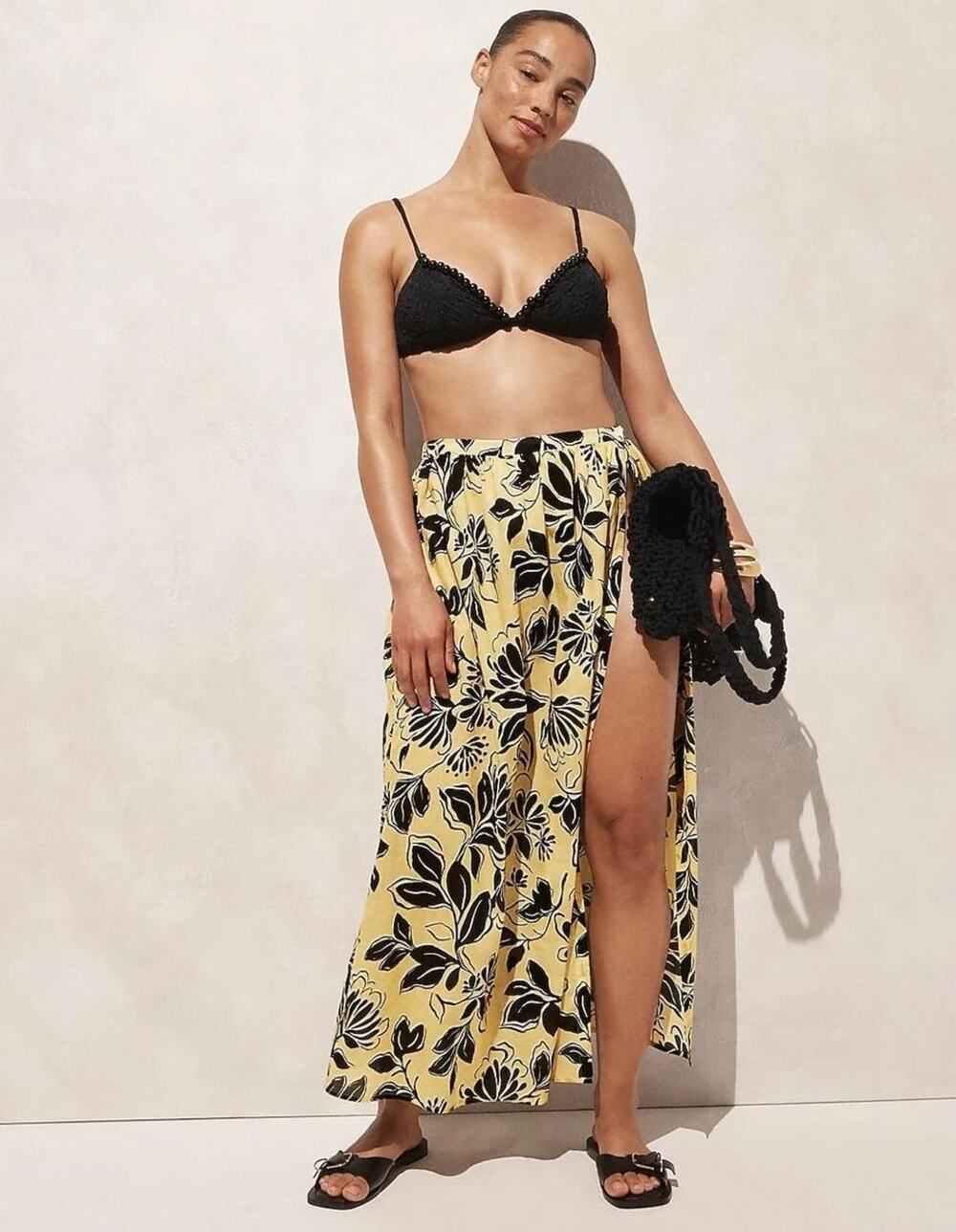 J. Crew Cotton Voile Beach Skirt Medium Yellow Sunny Floral Vacation Resort